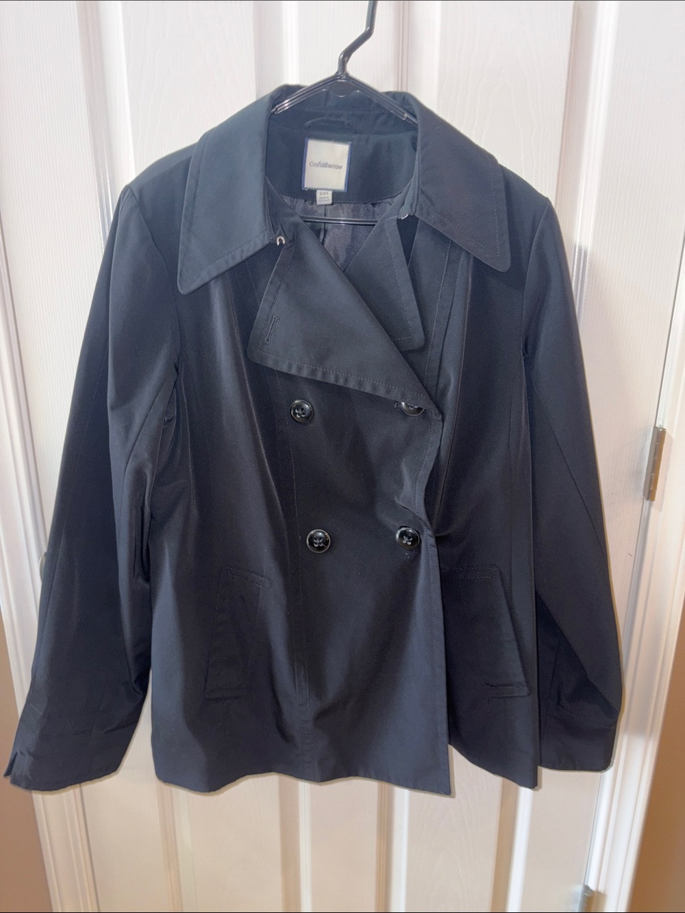 Coldwater Creek Women's Black Double-Breasted Pea Coat